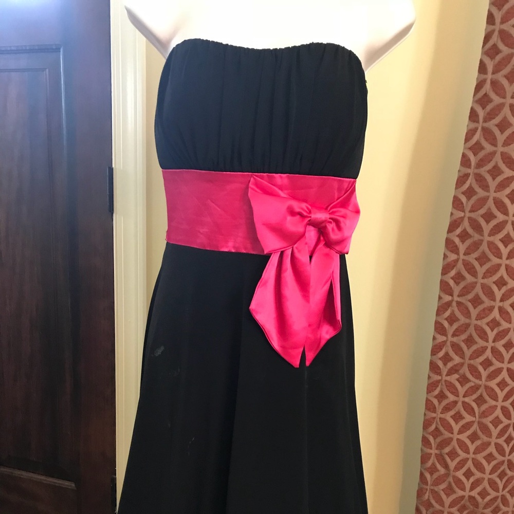 Black strapless cocktail dress